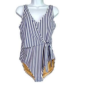 Cabana Life x Talbots Tie Front One Piece Bathing Suit Womens Large NWT